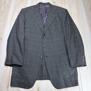 GIANLUCA ISAIA NAPOLI Super 140s Wool Hopsack Plaid Sport Coat Mens 46L Green